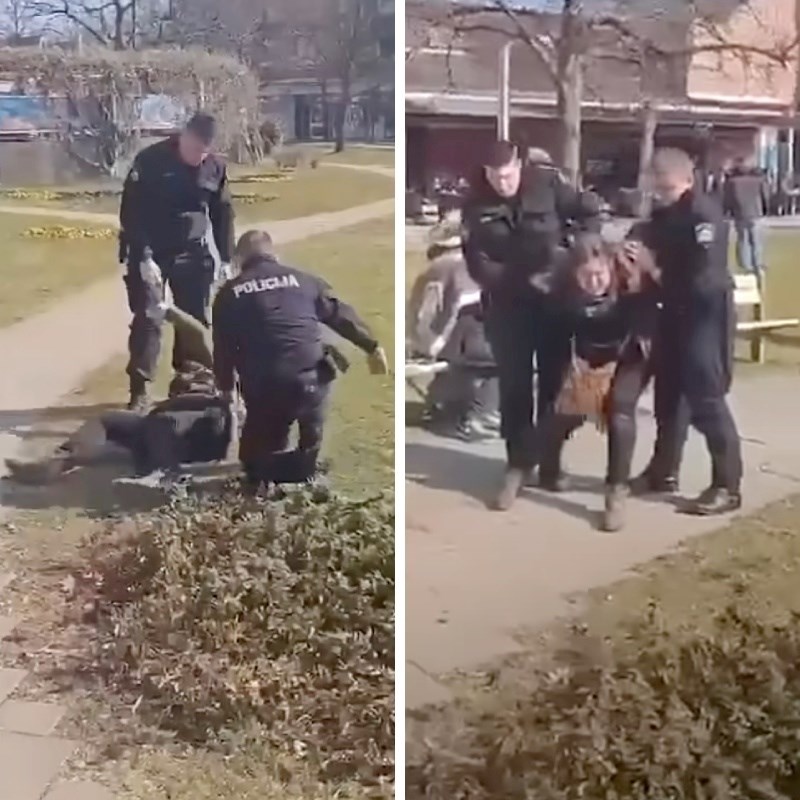 VIDEO Policajci u Velikoj Gorici gurnuli i srušili stariju ženu na pod