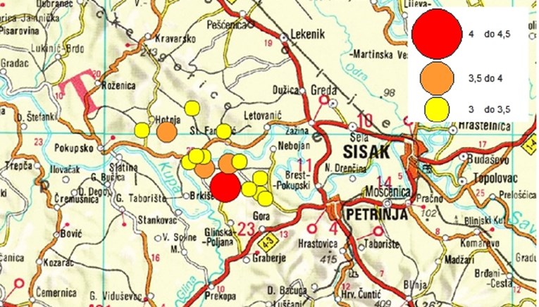 Područje Petrinje u roku od četiri sata pogodilo 16 jačih potresa, evo popisa