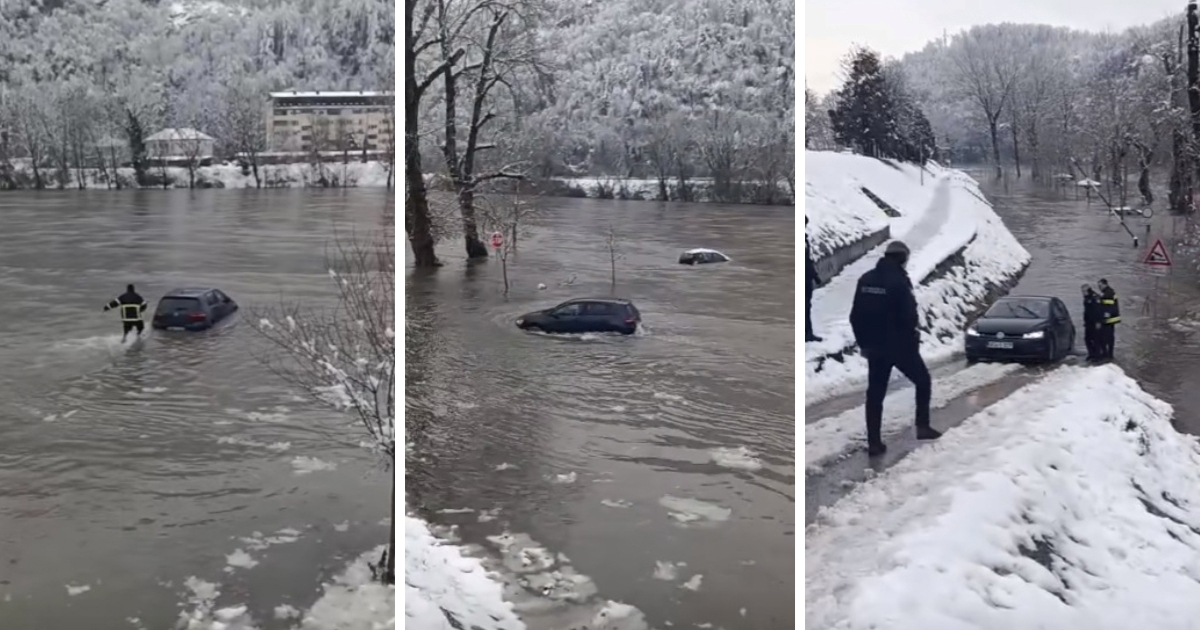 VIDEO Hrabri vatrogasac iz BiH izvukao automobil iz nabujale rijeke