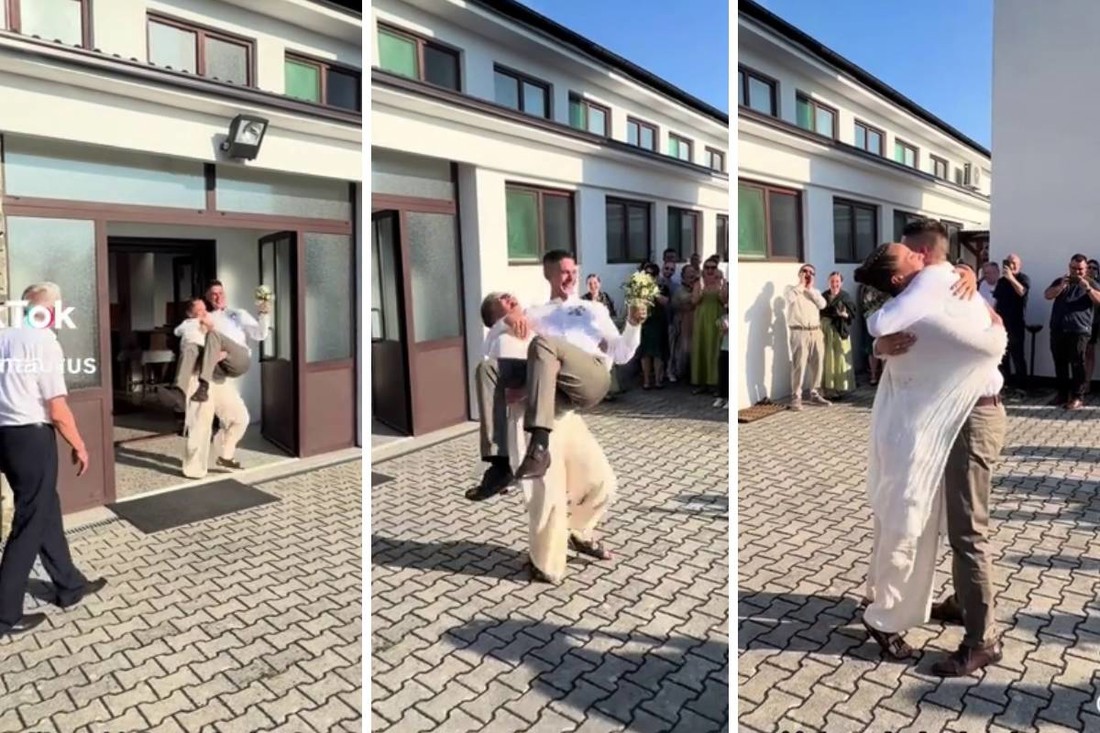 Video mladenaca iz Hrvatske postao hit: Mladenka prenijela mladoženju preko praga