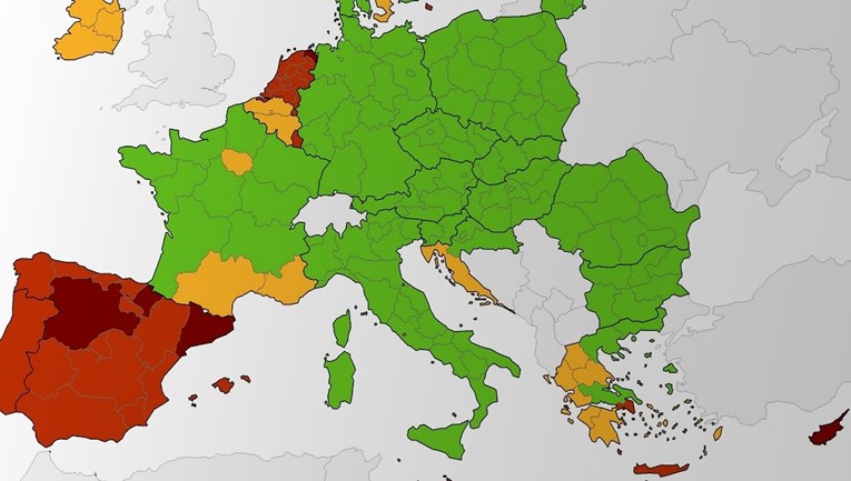 Hrvatska obala više nije zelena na novoj koronakarti EU