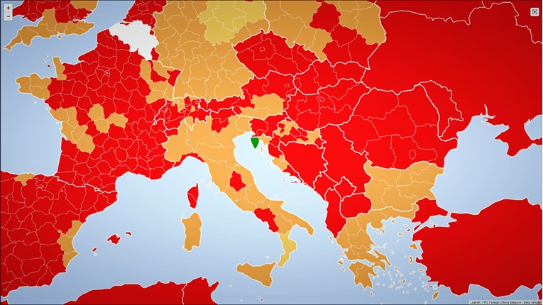 Objavljena nova covid-karta Europe, jedino je jedna regija zelena, i to u Hrvatskoj