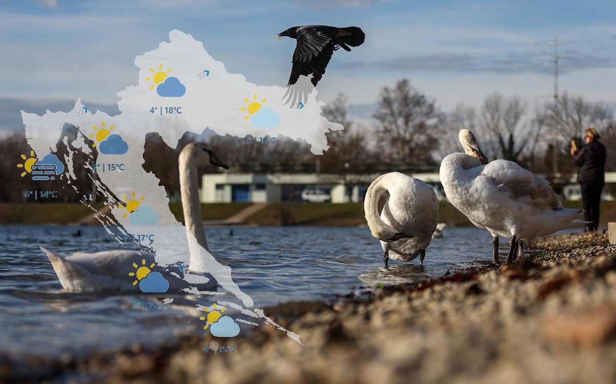 Temperature na kopnu idu do 19 stupnjeva. Na moru nešto niže