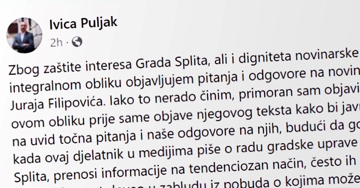 Puljak objavio pitanja novinara i svoje odgovore: "Nerado ovo činim, ali..."