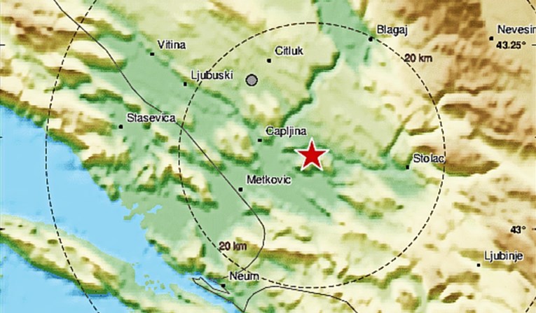 Oko 11:30 potres magnitude 2,1 u Hercegovini, osjetio se u dijelu Dalmacije