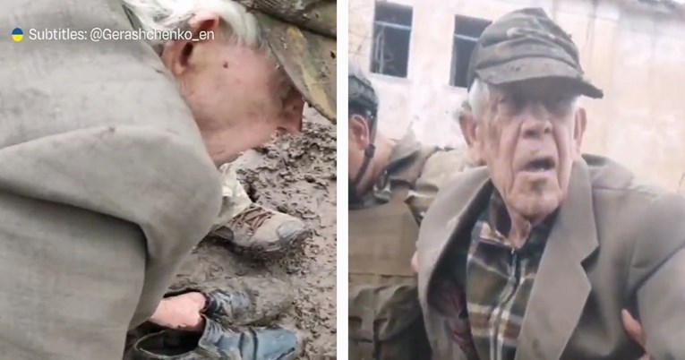 VIDEO Starac u Ukrajini pao tijekom raketiranja, pomogli mu vojnici: Danima nije jeo