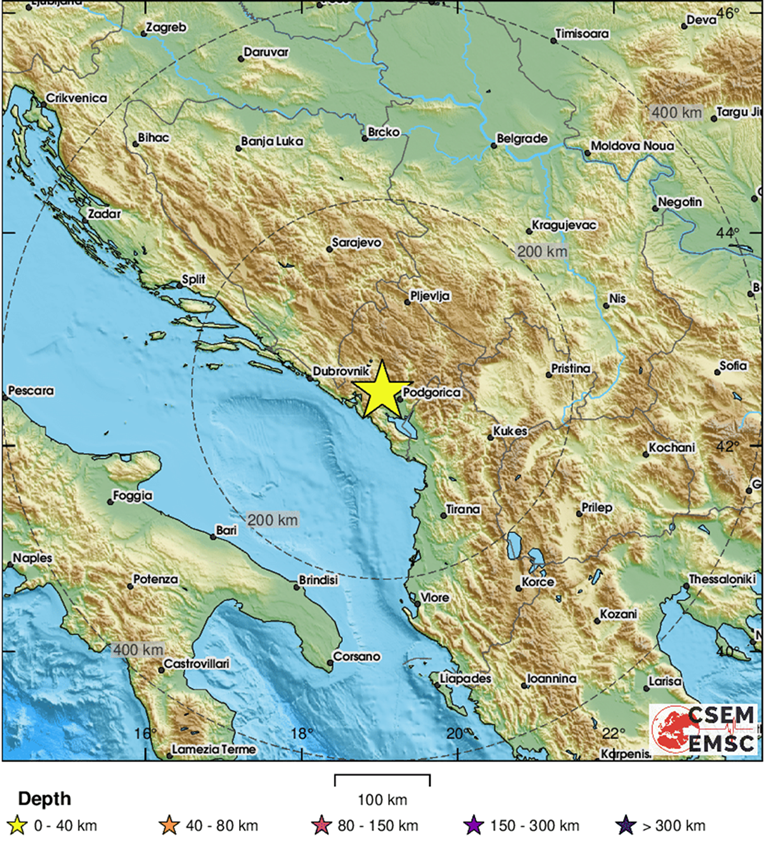 Slabiji potres u Crnoj Gori, osjetio se i u Dubrovniku