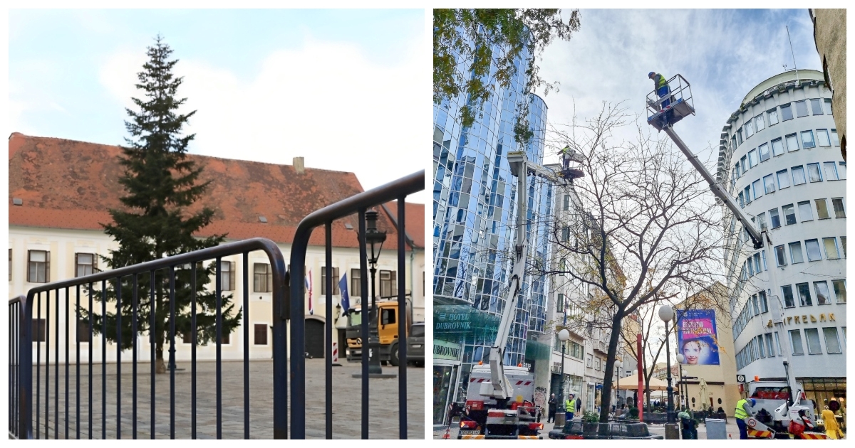 Postavljen je bor na Markovom trgu, božićni ukrasi postavljaju se i u Gajevoj