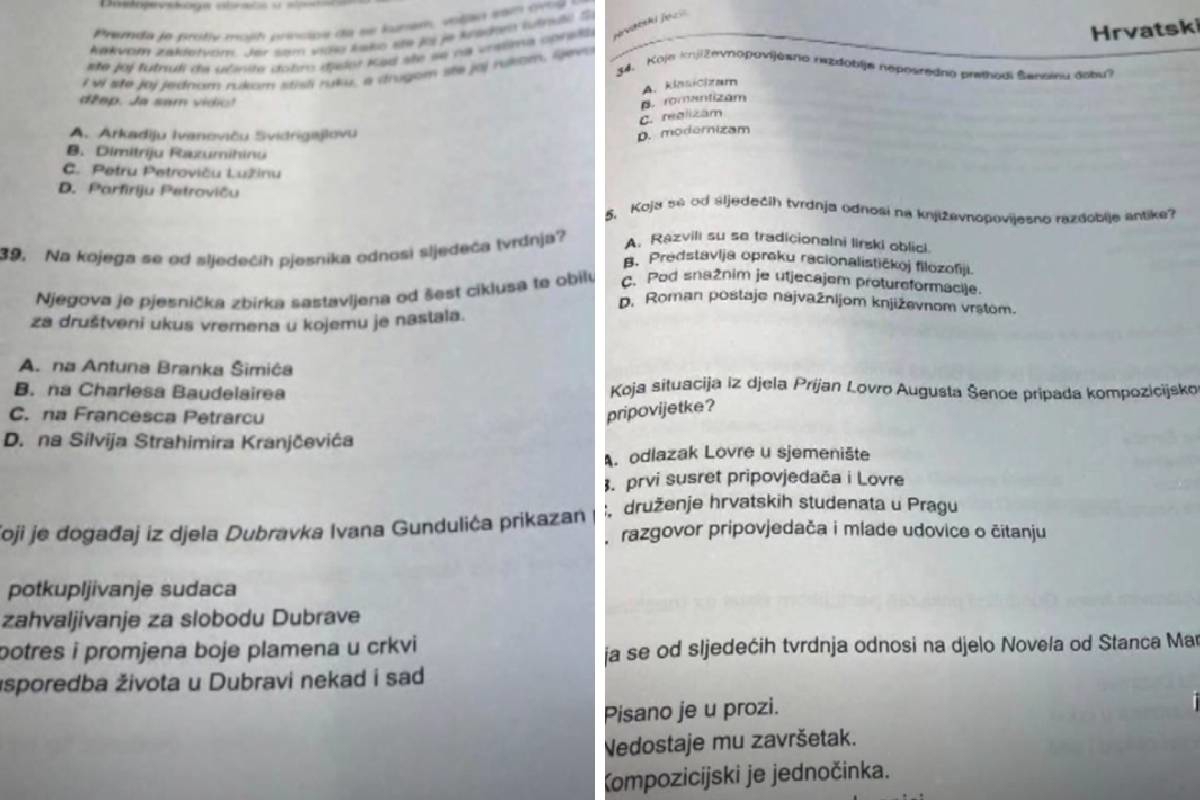 Procurile fotografije ispita iz hrvatskog na Državnoj maturi