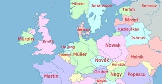 Ovo je karta s najčešćim prezimenima u Europi. Pogodite koje je u Hrvatskoj