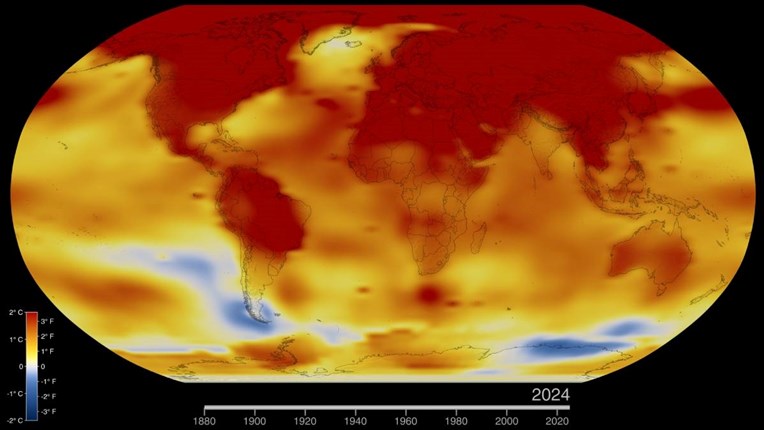 Prošla godina bila je najtoplija ikad. NASA objavila animaciju iz koje je sve jasno