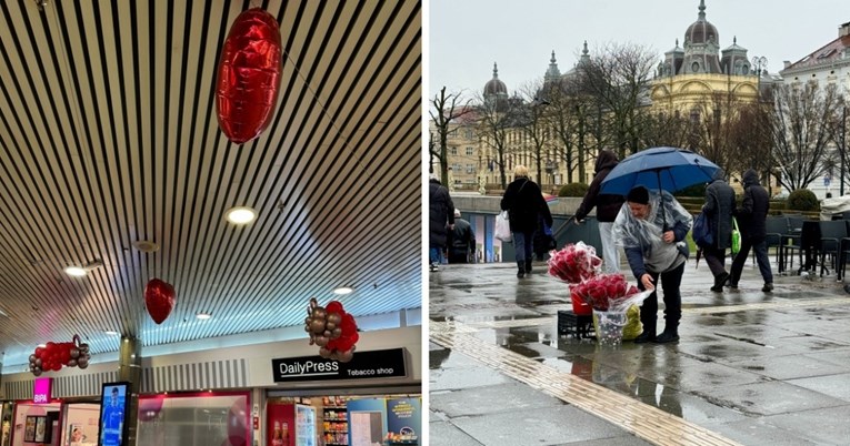 FOTO Na Glavnom kolodvoru ruže, u pothodniku baloni... Oblačno Valentinovo u Zagrebu