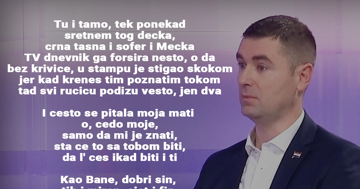 Morate čuti Balaševićevu pjesmu koju zna HDZ-ovac: "Crna tašna, šofer, TV ga forsira"