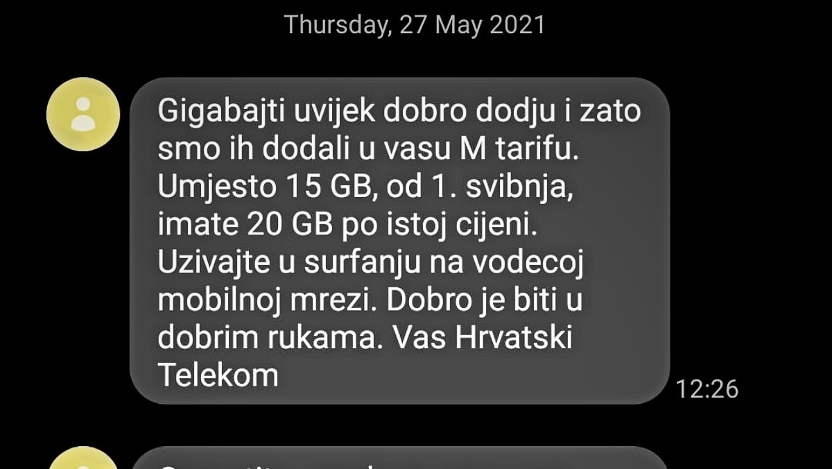 HT dijelu korisnika javio da su dobili dodatne gigabajte pa se ispričao