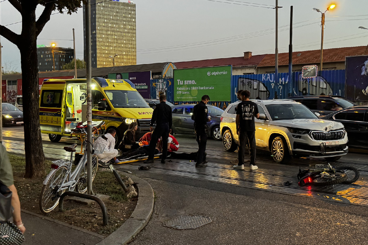 VIDEO Biciklist ozlijeđen u sudaru s autom kod Branimir centra u Zagrebu