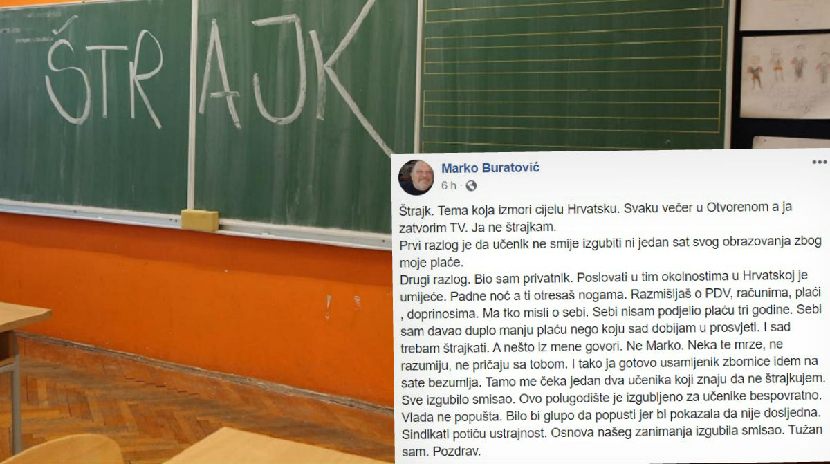 Sinjski profesor: Poslovati kao privatnik u RH je umijeće. Zašto da ja štrajkam?