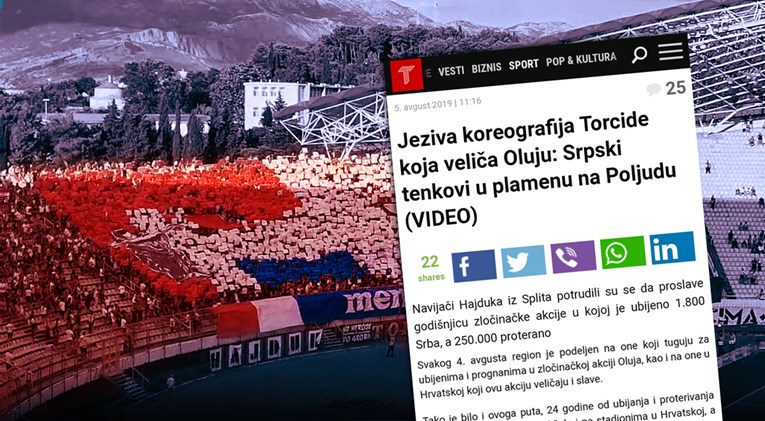 Srpski mediji o koreografiji Torcide: "Jezivo! Srpski tenkovi u plamenu"