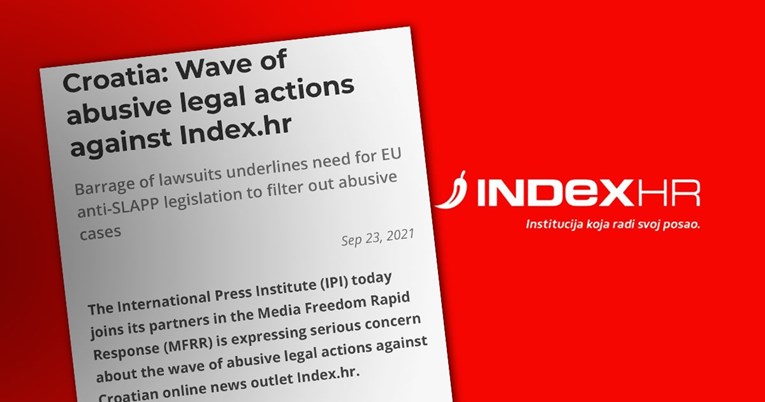 Međunarodni institut upozorava na val zloupotreba tužbi protiv Indexa
