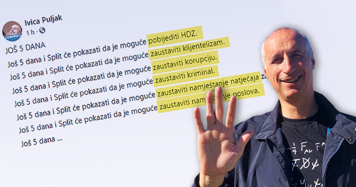 Puljak: Još 5 dana i Split će pokazati da je moguće zaustaviti korupciju i kriminal