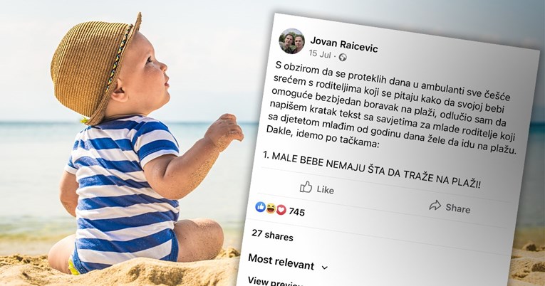 Pedijatar iz Crne Gore razbjesnio roditelje: Male bebe nemaju što tražiti na plaži