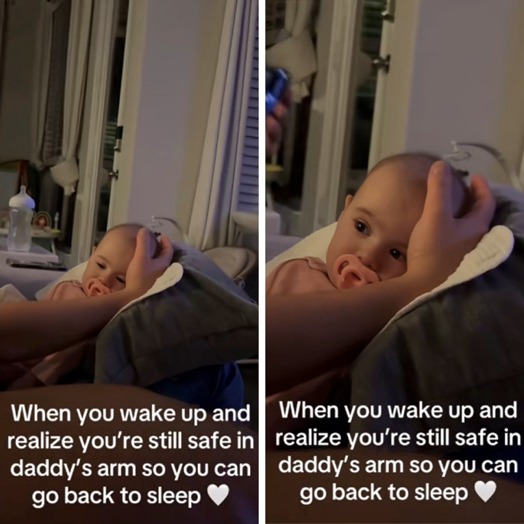 Beba je spavala na tati pa se probudila. Način na koji ga gleda topi srca