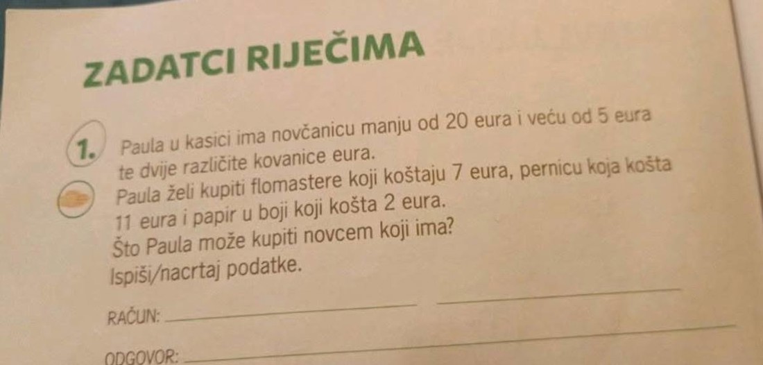 Možete li riješiti zadatak za prvi razred osnovne škole? Mnogi Hrvati su zbunjeni