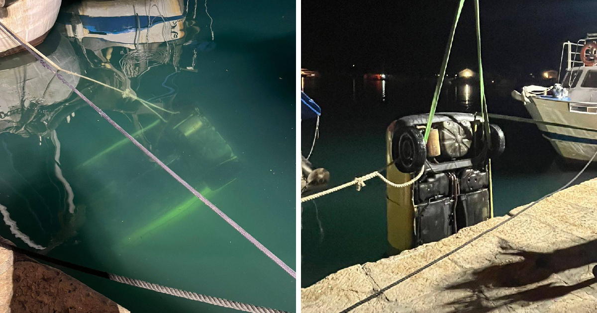 FOTO Auto završio u moru na Krku