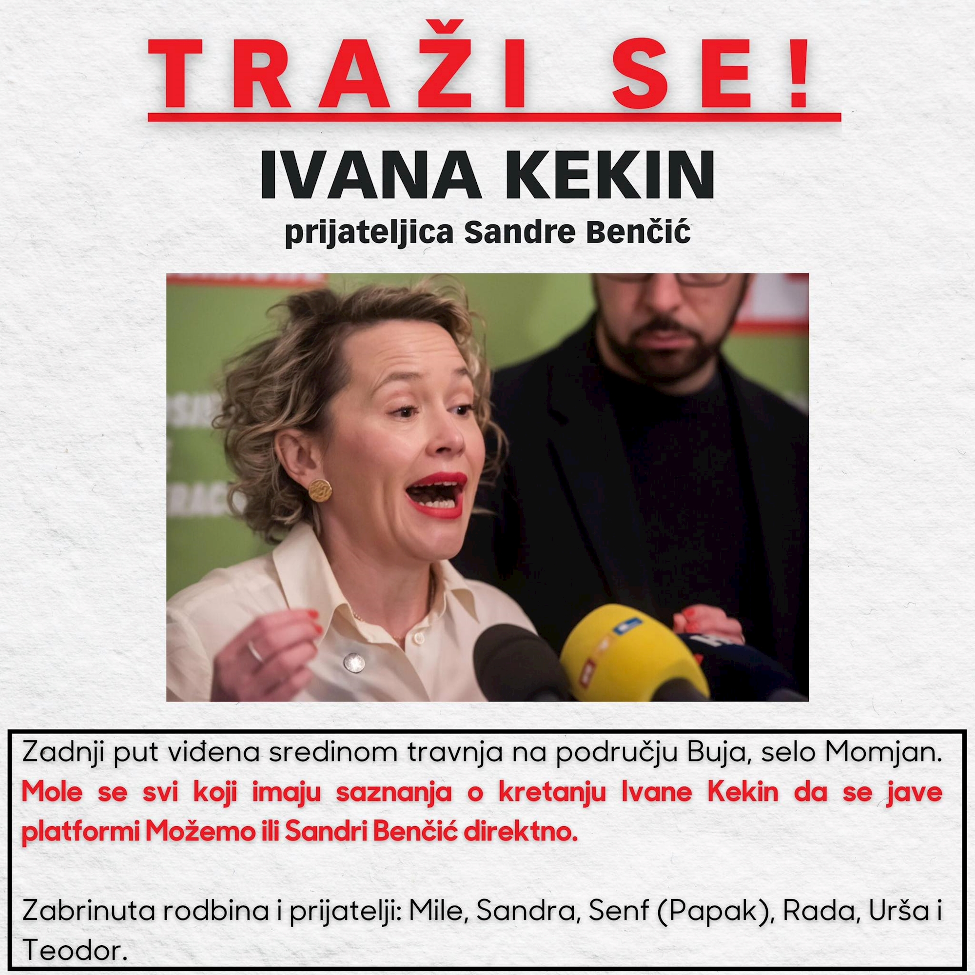 Herman: Traži se Ivana Kekin!
