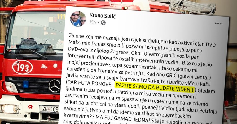 Zagrebački vatrogasac: Rekli su nam da ne idemo u Petrinju, nego da budemo viđeni