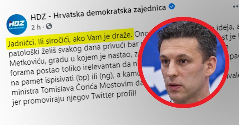 HDZ na Facebooku izvrijeđao Mostovce: "Jadničci, siročići, dangube..."