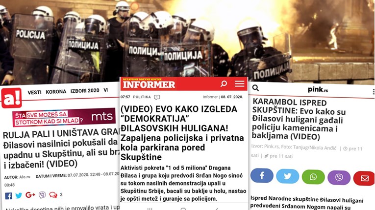 Ovako su Vučićevi tabloidi izvještavali o kaosu u Beogradu