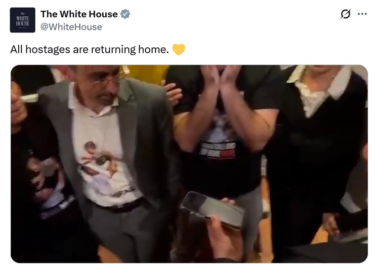 Objavljen video, obitelji talaca razgovaraju s Trumpom: "Hvala, uspjeli ste"