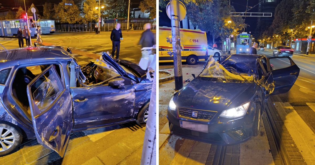 FOTO Sudar kod Cibone u Zagrebu: Auto ostao bez krova, nitko nije teže ozlijeđen
