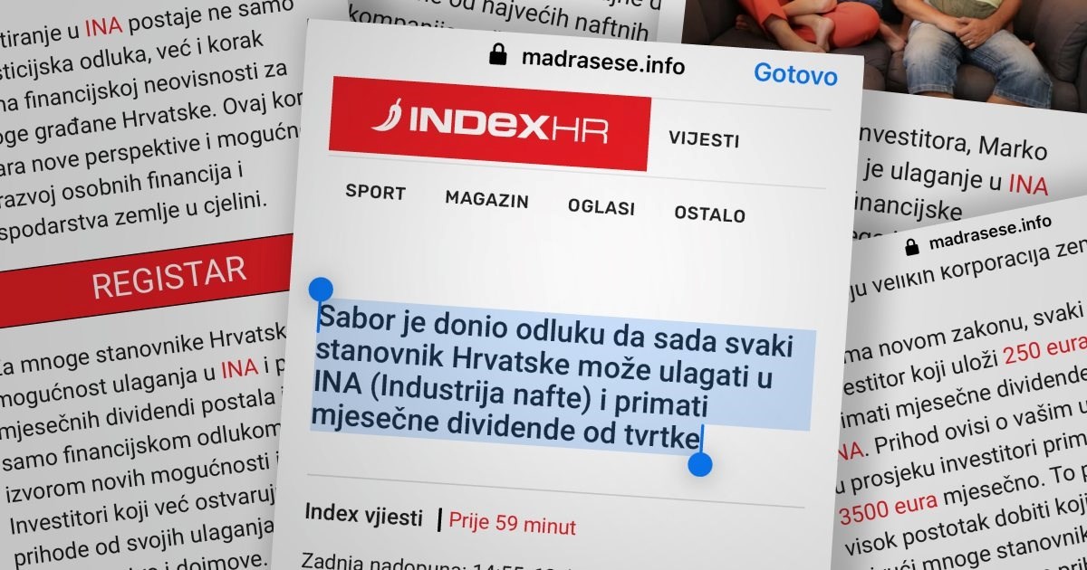 FOTO Ovo Nije Indexov članak O Ulaganju U Inu, Radi Se O Prevari - Index.hr