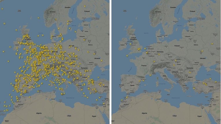 Pogledajte kako je lani izgledalo nebo iznad Europe, a kako izgleda danas