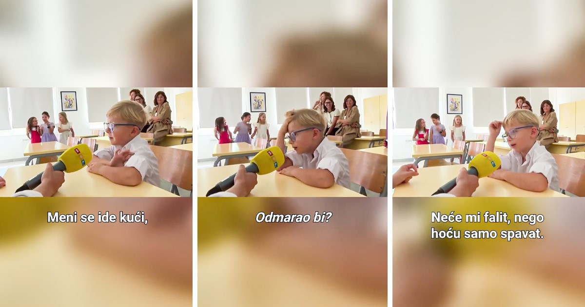 Dječak iz Dalmacije na prvi dan škole postao hit: "Meni se ide kući, odmarao bih"