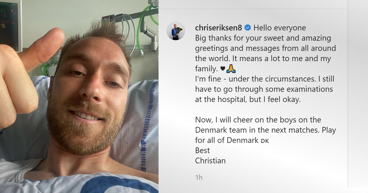 Eriksen objavio fotografiju iz bolnice