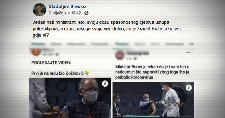 Sladoljev širi bizarnu teoriju o Božinoviću i duplom cijepljenju. Naravno da je lažna