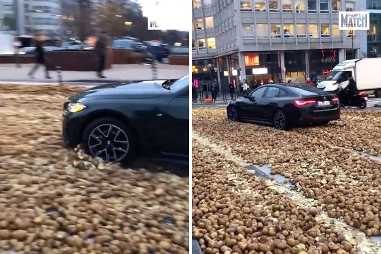 VIDEO BMW-om gazio krumpire, pa proklizao u raskrižje