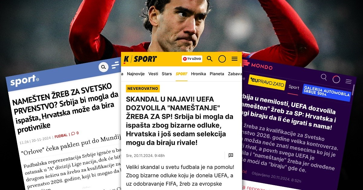 Srpski mediji: Skandal! UEFA omogućava Hrvatskoj da bira protivnike za SP