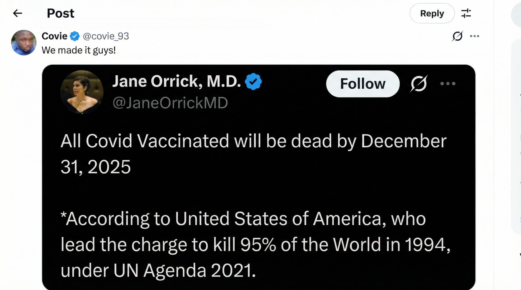 Neka antivakserica tvrdila da će cijepljeni umrijeti do 31.12.2025. Pa... Živi smo🙋