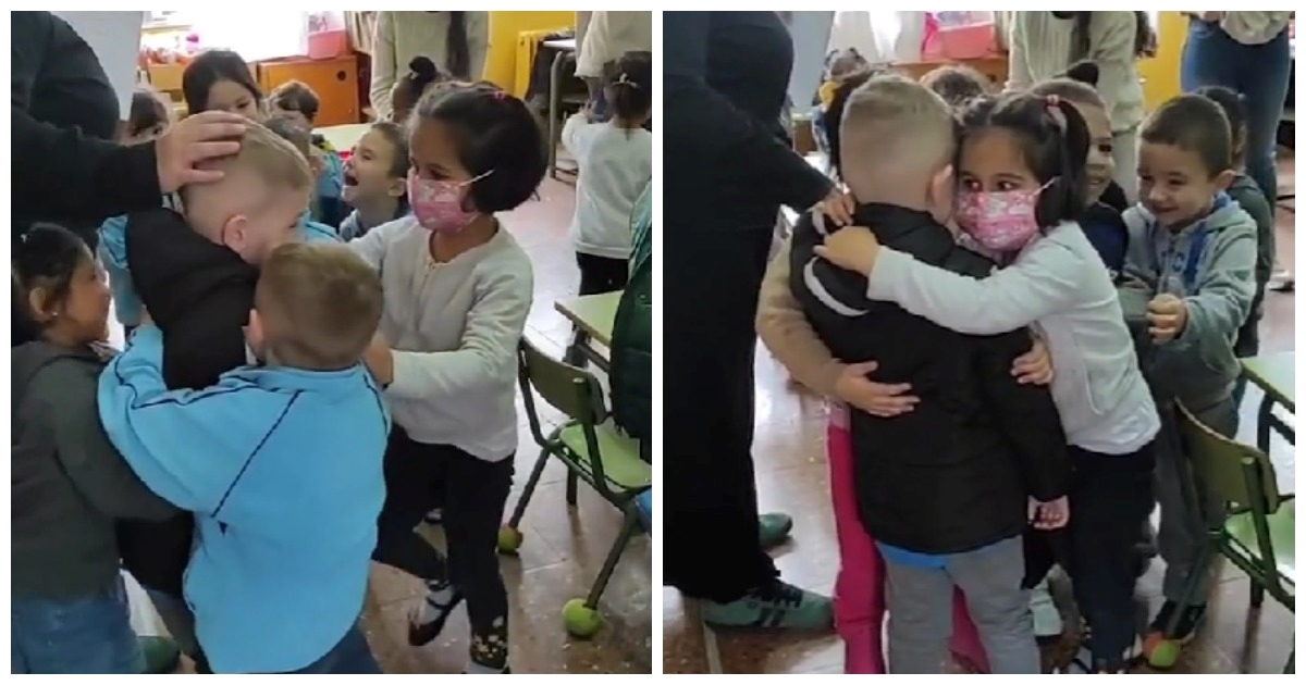 Širi se emotivni video: Ukrajinski dječak stigao u školu u Madridu, kolege ga grlili