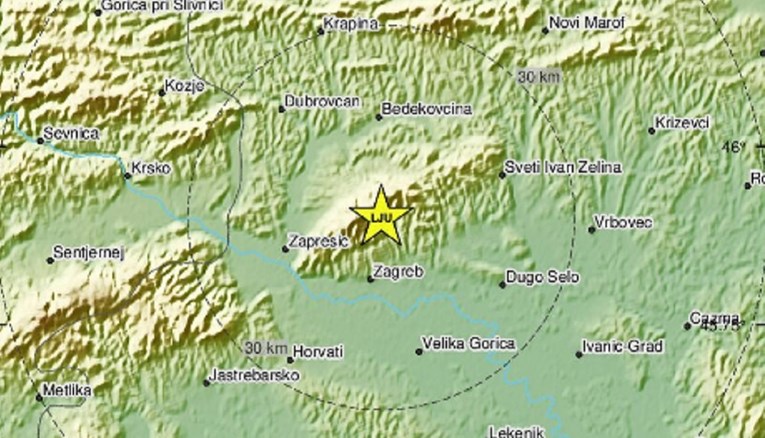 Slab potres magnitude 2.2 kod Zagreba