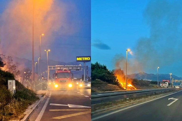 Uz brzu cestu u Kaštelima izbio požar. Zapalila ga baklja bačena iz auta?