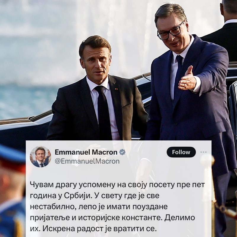 Macron, od kojeg smo kupili Rafale, na ćirilici: "Lepo je imati pouzdane prijatelje"