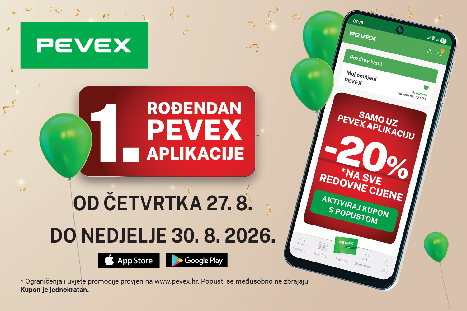 PEVEX slavi prvi rođendan aplikacije: Aktiviraj kupon i ostvari 20% popusta