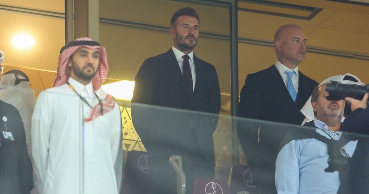 David Beckham snimljen na tribinama tijekom utakmice Hrvatske i Argentine