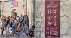 Ljudi se smiju prijevodu na turističkom plakatu u Dubrovniku: "Pipl mast trast as"