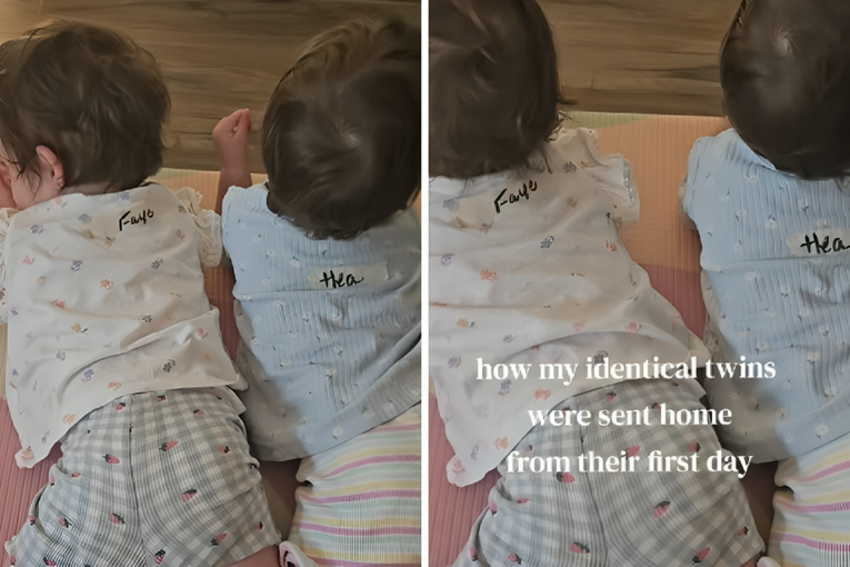 Mama pokupila blizanke iz vrtića, iznenadila se kad je vidjela što imaju na leđima