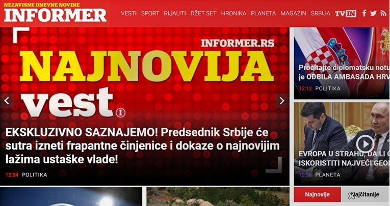 Vučićevi tabloidi: Predsjednik će sutra dati frapantne dokaze o lažima ustaške vlade